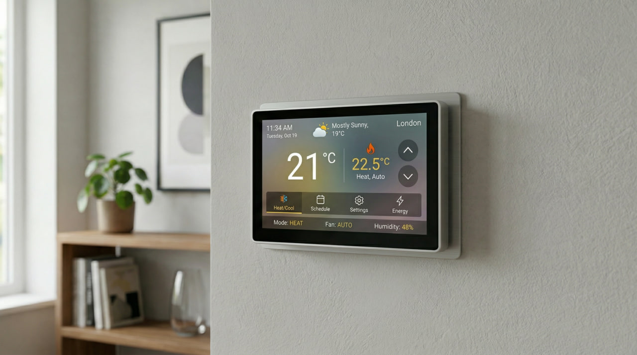 Modern smart thermostat interface for HVAC platform